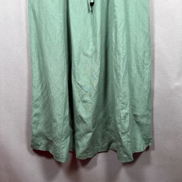 Madewell Tie-Back Midi Cami Dress Light Green Linen Blend - Picture 14 of 16